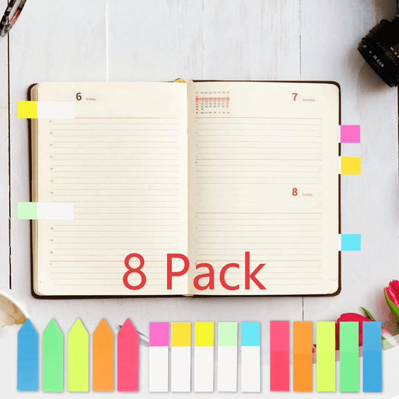 FEOLGEHLY Highlighter Sticky Notes, 8 Pads (100 Sheets/Pad) - Transparent Sticky Notes, Page Note Labels, Bookmark Tabs, Pastel Sticky, Self-Stick Note Pads Notes for Office Home, Memo Notes(C)