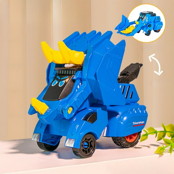 FEOLGEHLY Impacts Transforming Dinosaur Toy Car, Pull Back Baby Car Toys for Toddlers 1-3 3-5, Christmas Stocking Stuffers for Kids, Holiday Christmas Birthday Gifts Party Favors, Goodie Bag, Blue