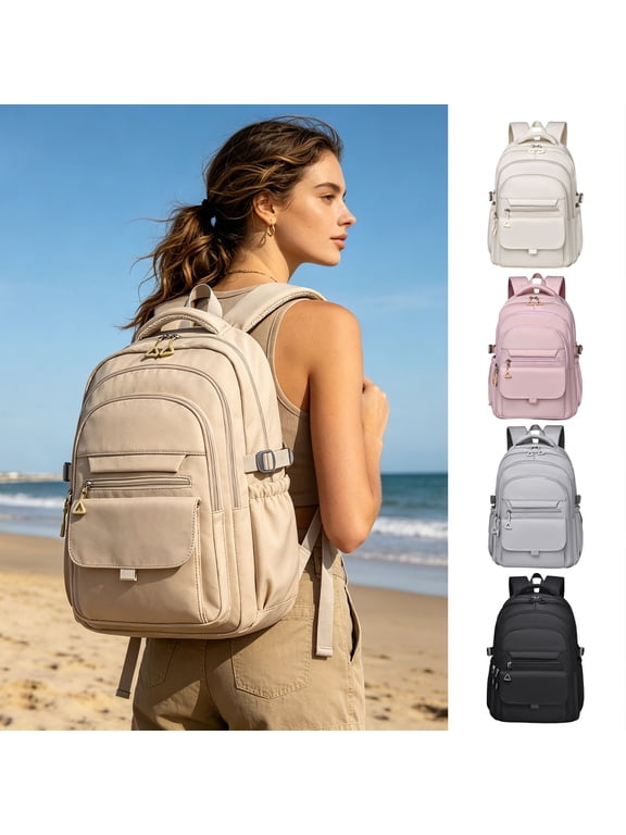 Large Backpack, College Backpack, Laptop Backpack Women Men, Work Backpack, Waterproof Lightweight , Stylish Casual Daypack with Compartment for Travel Commute (White)