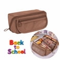 thumbnail image 1 of FEOLGEHLY Large Capacity Cute Pencil Case with Zipper and Multi-Layer, Wear-resistive Portable Pencil Pouch, Easy to Clean, Stylish Durable Soft Pen Box Storage Bags for Traveling Office, Coffee, 1 of 5