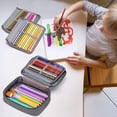 thumbnail image 1 of FEOLGEHLY Large Capacity Detachable Color Pencil Case Bag, Portable Handheld Pencil Pouch, Lightweight Waterproof Colored Pen Box with 72 Slots, Organizing for Traveling or Working Outdoors, Gray, 1 of 6