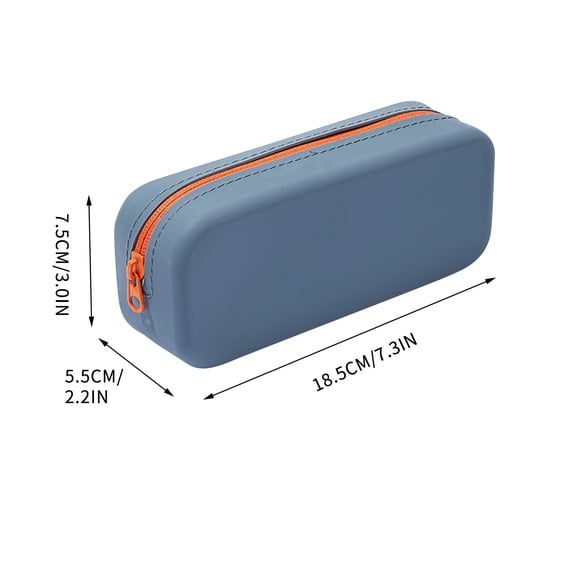 FEOLGEHLY Large Capacity Pencil Case Bags with Zipper, Durable Soft Rubber Pen Case, Lightweight Pencil Pouch, Simple Fashionable Pencil Box Bag Stationery Organizer for Office Travel Men Women(Blue)