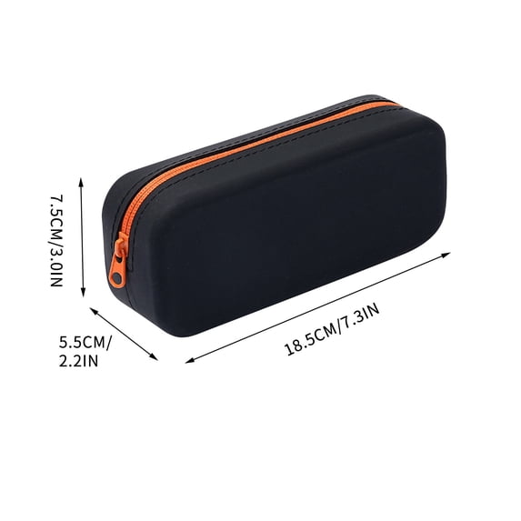FEOLGEHLY Large Capacity Pencil Case Bags with Zipper, Durable Soft Rubber Pen Case, Lightweight Pencil Pouch Simple Fashionable Pencil Box Bag Stationery Organizer for Office Travel Men Women(Black)