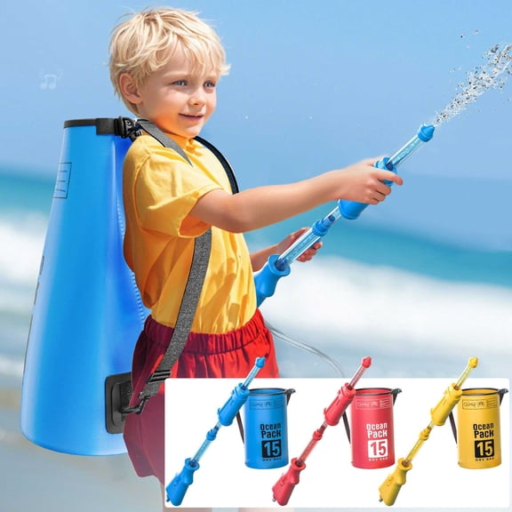 FEOLGEHLY Large Pull‑out Backpack Water Gun, High Capacity Tank, High Pressure Water Spray, Durable Outdoor Water Play Toy for Summer Pool Beach Party, Easy Refill, Quick Pull Action (Yellow)