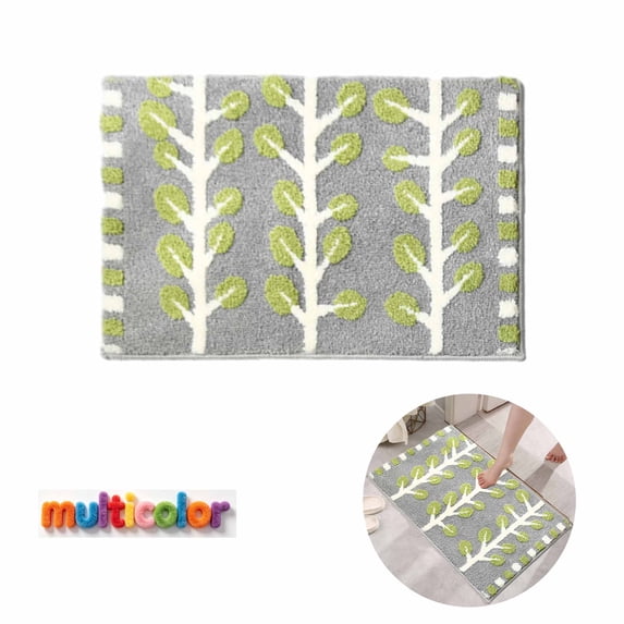 FEOLGEHLY Leaf Plant Bath Mat-Bath Mat Rug Non Slip Super Absorbent Stain Resistant Quick Dry Thin Bathroom Rug-Bath Mats for Bathroom Floor Bathtub Vanity-Bathmat Bath Rug Easy Care-16"x24"