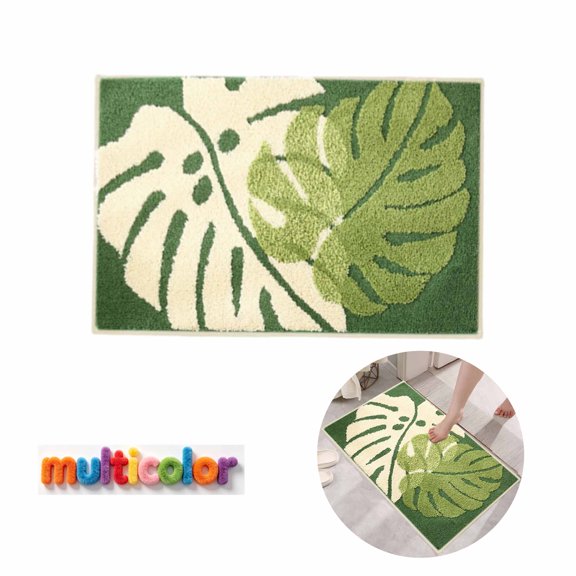 FEOLGEHLY Leaf Plant Bath Mat-Bath Mat Rug Non Slip Super Absorbent Stain Resistant Quick Dry Thin Bathroom Rug-Bath Mats for Bathroom Floor Bathtub Vanity-Bathmat Bath Rug Easy Care-16"x24"