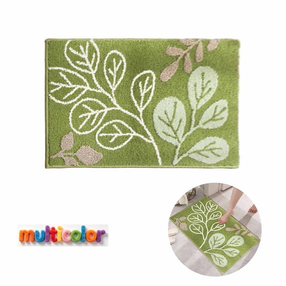 FEOLGEHLY Leaf Plant Bath Mat-Bath Mat Rug Non Slip Super Absorbent Stain Resistant Quick Dry Thin Bathroom Rug-Bath Mats for Bathroom Floor Bathtub Vanity-Bathmat Bath Rug Easy Care-16"x24"