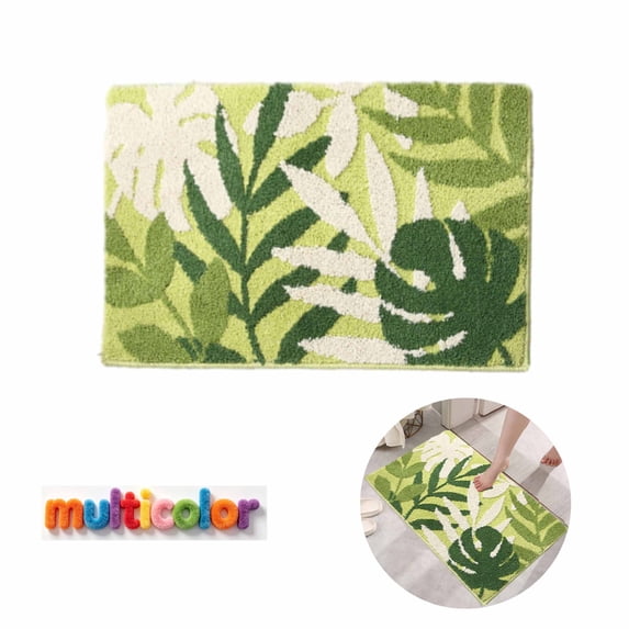 FEOLGEHLY Leaf Plant Bath Mat-Bath Mat Rug Non Slip Super Absorbent Stain Resistant Quick Dry Thin Bathroom Rug-Bath Mats for Bathroom Floor Bathtub Vanity-Bathmat Bath Rug Easy Care-16"x24"