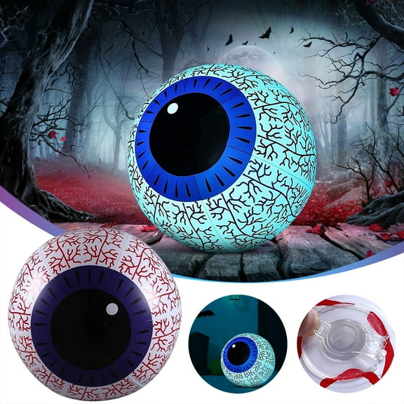 FEOLGEHLY Light Up Halloween Inflatables Eye Balls Balloon, Halloween Decorations Outdoor Indoor, 24 inch Scary Giant Bloodcharge Eyeballs with Remote Control for Halloween Party Yard Garden Decor