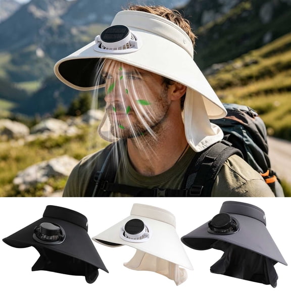 FEOLGEHLY Solar Fan Hat, Solar Powered Fan Hat, Solar Fan Hats For Men, USB Charging and Solar-Powered Fan Hat for Men, for Hiking Fishing Travel (Gray)