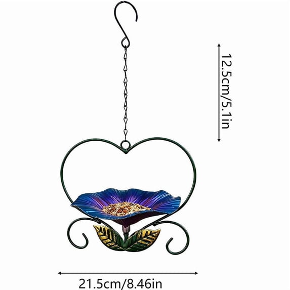 FEOLGEHLY Metal Hanging Bird Feeders for Outdoors with Holder, Bird Bath House for Outdside, Home Garden Decor Bee Watering Station, Easy to Disassemble and Wash, for Bird Watching in the CourtGarden