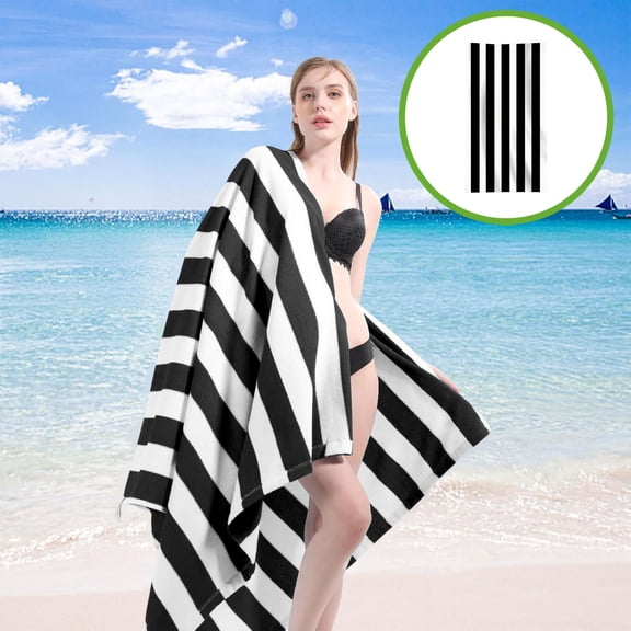 FEOLGEHLY Microfiber Beach Towel, Oversized 70.87x23.62 in Sand Free Quick Dry Towel, Soft & Comfortable Super Absorbent Lightweight Travel Towel for Beach, Pool, Travel, Camping, Yoga (Black)