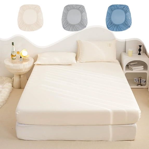 FEOLGEHLY Microfiber Twin XL Fitted Sheet, Non Slip Mattress Protector, Elastic Edge Deep Pocket Bed Sheet, Breathable Soft Skin Friendly No Fade No Shrink Portable for Travel 78.74x70.87 in (Blue)