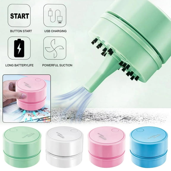 FEOLGEHLY Mini Cordless Vacuum Cleaner for Desktop Car, ABS Table Dust Vacuum Cleaner Crumbs, Rechargeable Table Dust, Cleaner Table Handheld with USB Charging, Office Desk Cleaning, Green