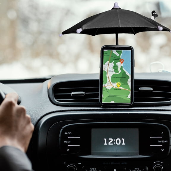FEOLGEHLY Mini Printed Phone Umbrella, Car Mobile Phone Sun Shade Umbrella with Suction Cup Stand, Umbrella for Outdoor Mobile Phones Anti Sun, Photography Selfies and Video Calls