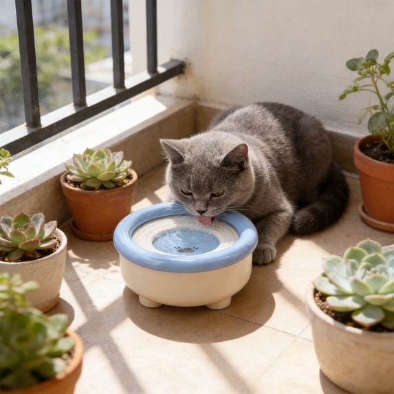 FEOLGEHLY Non Slip Floating Pet Water Bowl, No Wet Mouth Raised Drinking Bowl Dog Food Water Bowl Slow Feed Portable Indoor Travel Water Feeding Bowl for Indoor Cats Small Dogs