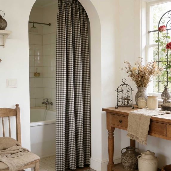 FEOLGEHLY Outdoor Indoor Blackout Curtains, Decorative Blackout Curtains, 52x95 Inch Plaid Semi Blackout Drapes, Light Filtering Rod Pocket Window Curtain for Bedroom Living Room Kitchen Home Decor