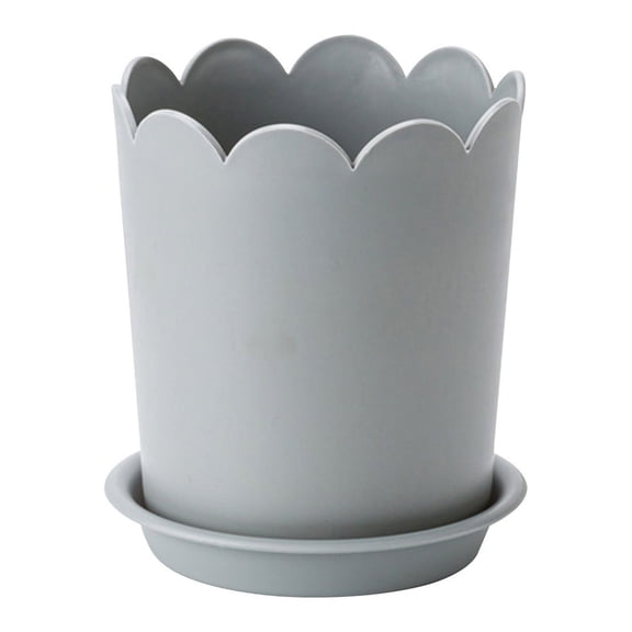 FEOLGEHLY Outdoor Plant Pots with Drainage Holes , Plastic Planter Pots with Bottom Tray, Lightweight & Breathable Design for Windowsill Decor and Snake Plant Live, Herbs Seeds for Planting (Gray)