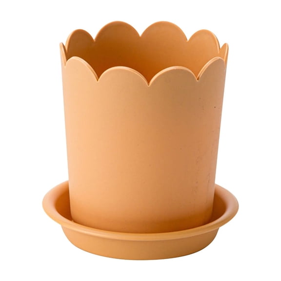 FEOLGEHLY Outdoor Plant Pots with Drainage Holes , Plastic Planter Pots with Bottom Tray, Lightweight & Breathable Design for Windowsill Decor and Snake Plant Live, Herbs Seeds for Planting (Orange)