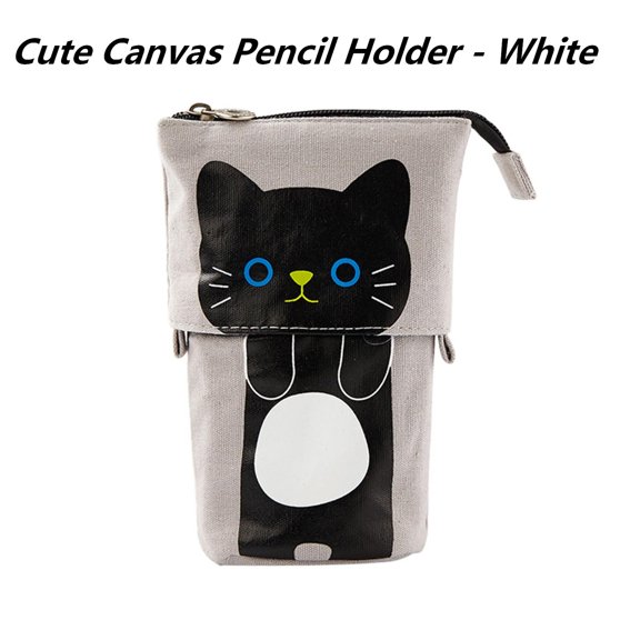 FEOLGEHLY Pen Pencil Holder for Desk Cute Canvas Telescopic Desk Organizer, Sliding Decorative Storage Bag, Multi-compartment Design for Home Office, as Stationery Pouch and Cosmetic Carry Bag