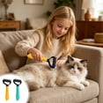 thumbnail image 1 of FEOLGEHLY Pet Dematting Comb for Dogs and Cats - Stainless Steel Undercoat Rake Deshedding Brush with Rounded Tips, Gentle Grooming Tool for Long and Short Hair, Orange (Orange), 1 of 7