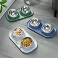 thumbnail image 1 of FEOLGEHLY Pets Bowl for Dogs and Cat, Double Stainless Steel Cat/Dog Bowls Water and Food Feeder Dish for Small to Medium Pets, Non-Slip Pet Feeding Bowl, Pet Safe, Dishwasher Safe, Blue, 1 of 7