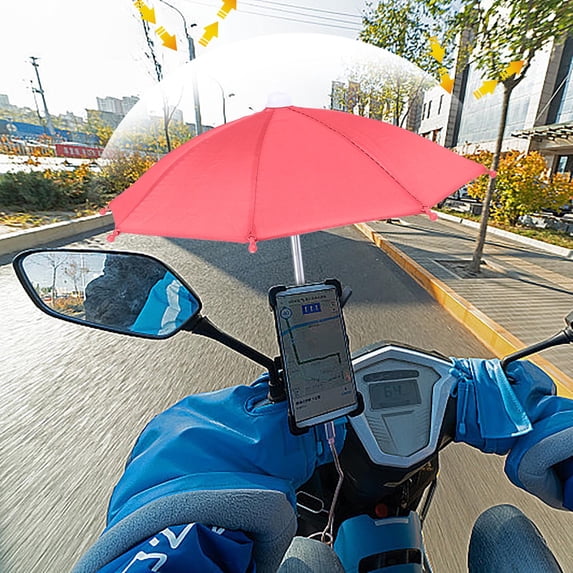 FEOLGEHLY Phone Umbrella with Clip Sun Shade UV Protection and Anti Glare Adjustable Waterproof Cell Phone Umbrella for Outdoor Photography Selfies and Video Calls, Red