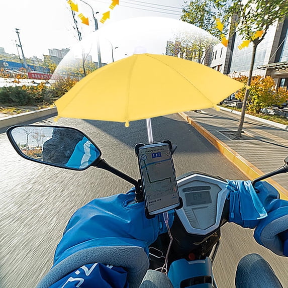 FEOLGEHLY Phone Umbrella with Clip Sun Shade UV Protection and Anti Glare Adjustable Waterproof Cell Phone Umbrella for Outdoor Photography Selfies and Video Calls, Yellow
