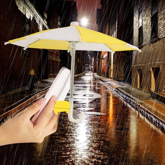 FEOLGEHLY Phone Umbrella, Mini Umbrella, Phone Umbrella Suction Cup Stand, Umbrella for Outdoor Mobile Phones Anti Sun&Rain, for Outdoor Photography Selfies and Video Calls, Yellow