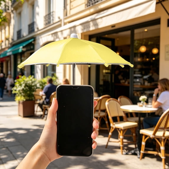 FEOLGEHLY Phone Umbrella, Mini Umbrella, Phone Umbrella Suction Cup Stand, Umbrella for Phone with Universal Adjustable Phone Holder, for Outdoor Mobile Phones Anti Sun&Rain