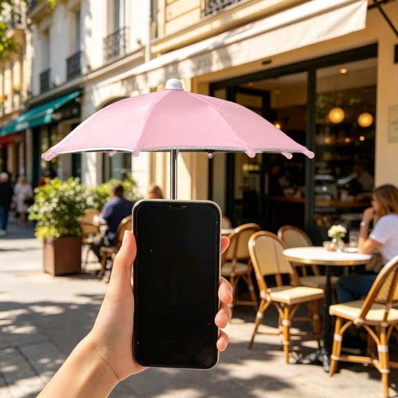 FEOLGEHLY Phone Umbrella, Mini Umbrella, Phone Umbrella Suction Cup Stand, Umbrella for Phone with Universal Adjustable Phone Holder, for Outdoor Mobile Phones Anti Sun&Rain