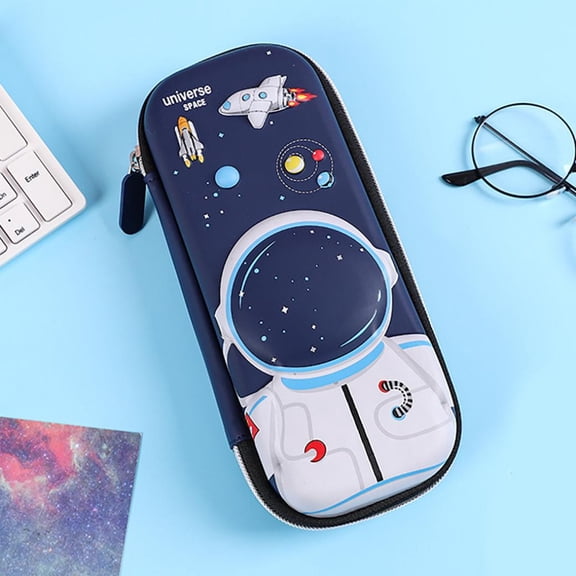 FEOLGEHLY Plastic Pencil Box, Large Capacity Cute Pencil Case with Organized Interior, Blue Stationery Storage Box for Office & Home, Portable Desk Organizer for Pens, Erasers & Writing Tools