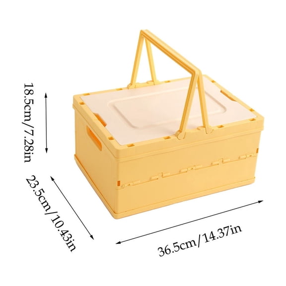 FEOLGEHLY Plastic Storage Bins with Lids, Foldable Picnic Basket, Food Storage Containers with Lids for Outdoor Camping Classroom Kitchen Bedroom Desktop Home Decor, Yellow
