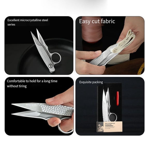 FEOLGEHLY Premium Tailor Scissors, Sharp Stainless Steel Multi-Purpose Shears, Ergonomic Comfort Grip Precision Cutting Tool for Sewing Quilting Leather DIY Projects (Silver)