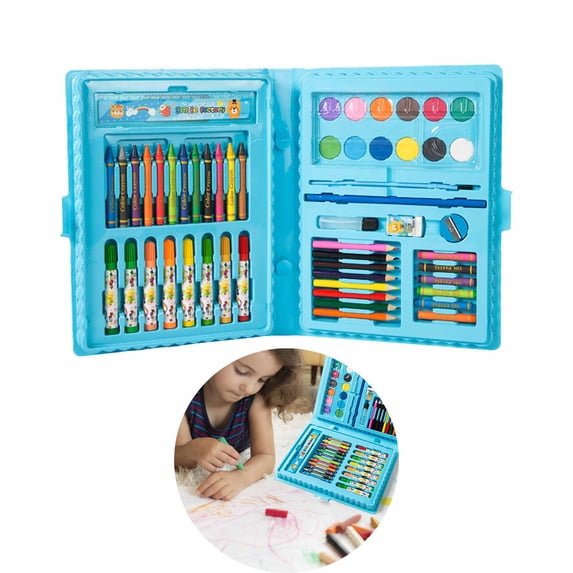 FEOLGEHLY Professional Multi Colored Pens 68 PCS Art Supplies Set, Drawing Art Markers Kit for Adults with Oil Pastels, Crayons, Colored Pencils, Watercolor Pens, Eraser, Ruler and Sharpener, Blue
