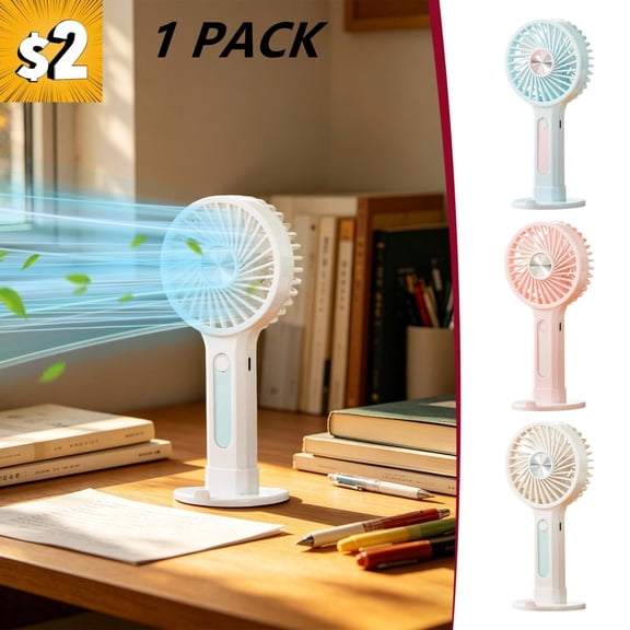 FEOLGEHLY Rechargeable Handheld Fan, Portable Mini Personal USB Cooling Fan for Home Bedroom, Plastic Quiet Drop-proof Small Fan with 3 Speeds, for Camping Hiking Beach Travel Outdoor Use