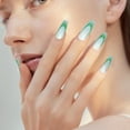 thumbnail image 1 of FEOLGEHLY Short Press on Nails French Gradient Crescent Smile Nail Stickers Cute Clear Short Square Fake Nail Tips Fashion Nail Art Decals Decor for Women DIY Manicure, 1 of 7