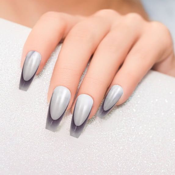 FEOLGEHLY Short Press on Nails French Gradient Crescent Smile Nail Stickers Cute Clear Short Square Fake Nail Tips Fashion Nail Art Decals Decor for Women DIY Manicure