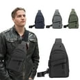 thumbnail image 1 of FEOLGEHLY Sling Bag, Waterproof Nylon Small Crossbody Bags for Women Men, High-End Crescent Shoulder Bag Chest Pack with Headphone Port Removable Buckle, Tote Side Bag for Travel Daily Commute, 1 of 7