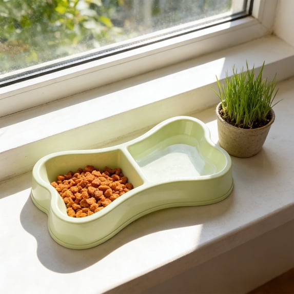 FEOLGEHLY Slow Feed Dog Food Water Bowl, Non Skid Bone Shaped Dual Use Feeding Drinking Pet Bowl Universal Food Water Dish for Small Dogs and Indoor Cats Home Pet Daily Supplies
