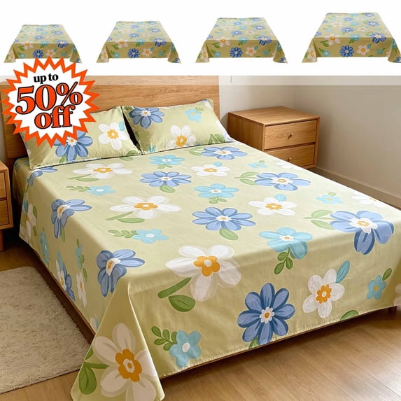 FEOLGEHLY Small/Twin/Full/Queen/King Sheets 91x47in Microfiber Flat Bed Sheets Only Bed Sofa Cover Washable Wrinkle Free Deep Pocket Sheets, All Inclusive Protection Breathable Cooling Bed Sheets(S)