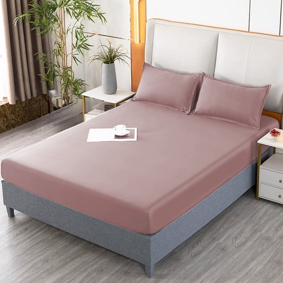 FEOLGEHLY Small/Twin/Full/Queen Sheets 59x79in Microfiber Bed Fitted Sheets Bed Sheets Only Bed Sofa Cover Washable All Inclusive Wrinkle Free Deep Pocket Sheets Breathable Cooling Bed Sheets(Pink)