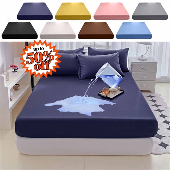 FEOLGEHLY Small/Twin/Full/Queen Sheets 80x78in Microfiber Bed Fitted Sheets Bed Sheets Only Bed Cover Washable Waterproof All Inclusive Deep Pocket Sheets Breathable Cooling Bed Sheets(Light Blue)