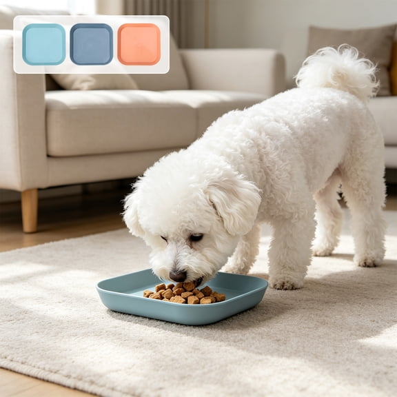 FEOLGEHLY Square Plastic Cat Dog Bowls, Pet Dish Bowl for Dogs Cats, Small Pet Bowl with Easy Clean Design, Durable Plastic Dog Cat Bowl for Dry Wet Food, Snack Dish for Small Medium Pets (Green)