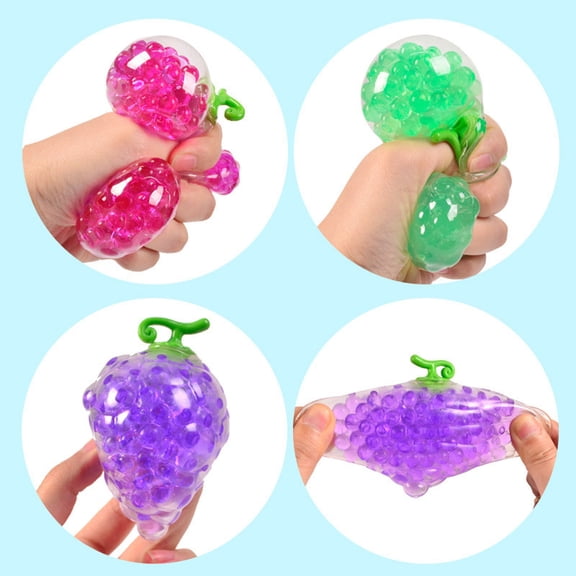 FEOLGEHLY Squishies Fidget Toys, Cute Grape Bunch Shaped Stress Relief Toy, Soft Flexible Rubber Sensory Toy, Durable Anti-Deformation Helps Calm Mood Relax for Adults Office School Daily Use, Random