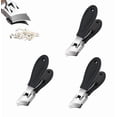 thumbnail image 1 of FEOLGEHLY Stainless Steel Nail Clipper Set, Wide Opening Slant Tip Anti-Splash Nail Cutter, Heavy Duty Fingernail & Toe Nail Clippers for Men Women Adults Seniors, Large Clippers for Thick Nails, 1 of 7