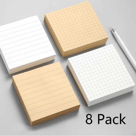 FEOLGEHLY Sticky Notes 3x3, 8 Pads (80 Sheets/Pad) - Lined Sticky Notes, Semi Transparent Sticky Notes, Pastel Sticky Notes, Self-Stick Note Pads Notes for Office Home, Memo Notes, Journals (C)