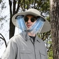 thumbnail image 1 of FEOLGEHLY Summer Solar Fan Hat with 2 Small Fans 1 Hook 1 USB Data Cable, Breathable Solar Fisherman Hat, Wide Brim Sun Bucket Hat for Adult, Solar Powered USB Charging Fishing Cap for Outdoor(Gray), 1 of 7
