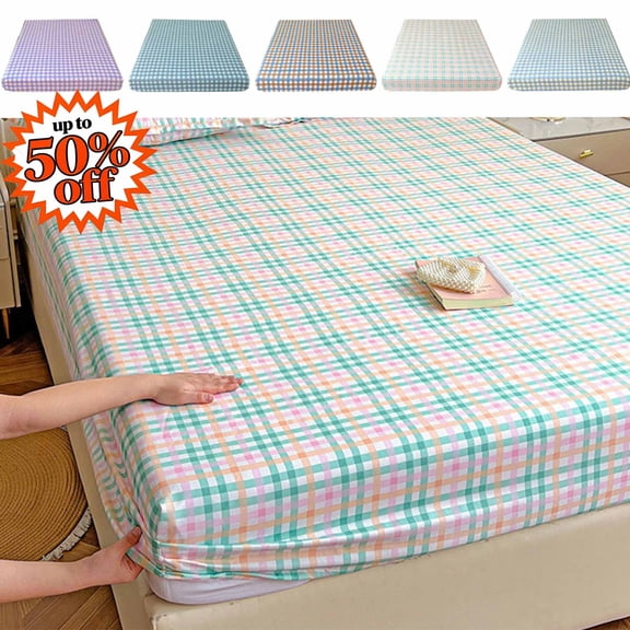 FEOLGEHLY Twin/Full/Queen/King Sheets 71x79in Microfiber Double Bed Fitted Sheet Bed Sheets Only Bed Cover Washable All Inclusive Wrinkle Free Deep Pocket Sheets Breathable Cooling Bed Sheets
