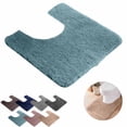 thumbnail image 1 of FEOLGEHLY U-Shaped Toilet Bathroom Rug, Toilet Mat Washable Non Slip Bath Bathroom Mat, Soft Plush Microfiber with Highly Absorbent Floor Mat(20"x20", Light Blue), 1 of 6